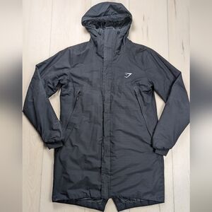 Gymshark Mens Medium Black Rain Trench Coat Jacket